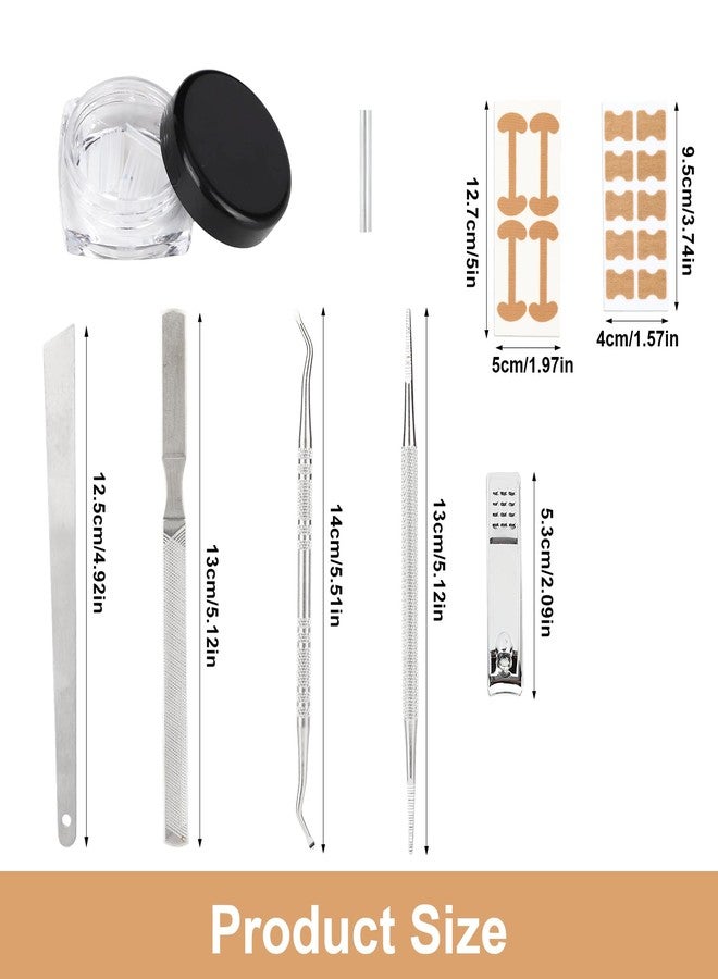 Penitue 16pcs Ingrown Toenail Straighten Set with Breathable Ingrowing Toenail Strips, Professional Pedicure Nail Tool Removal Kit with Clippers File Lifter Cuticle Tools for Men Women Toenails Maintenance - Image 2